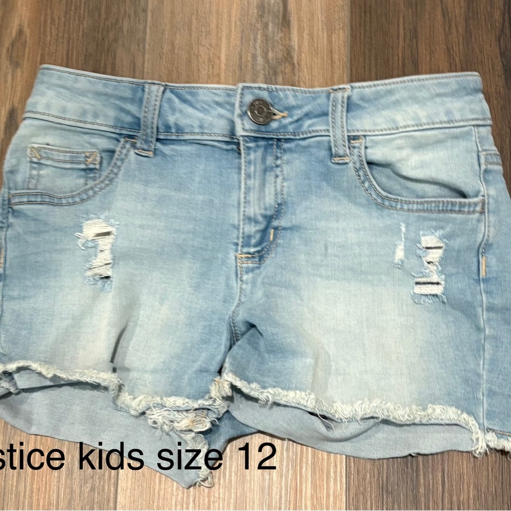Justice Blue Distressed Denim Shorts